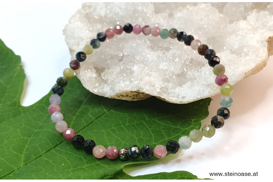 Armband Turmalin bunt, facettiert 4mm
